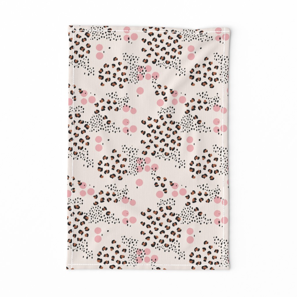 Spring summer panther print leopard spots and dots minimal abstract Scandinavian style pattern copper rust brown pink