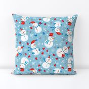 Snowmen Scatter-Blue-Lg