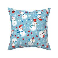 Snowmen Scatter-Blue-Lg