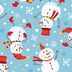 Snowmen Scatter-Blue-Red-Lg