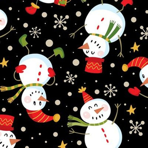 Snowmen Scatter-Black-Lg