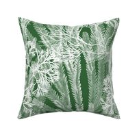 Sea Weeds White on Leaf Green 150