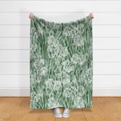 Sea Weeds White on Leaf Green 150