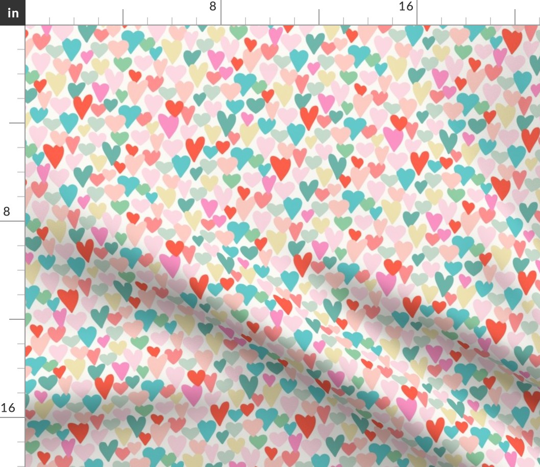 love hearts multi small scale in turquoise by Pippa Shaw
