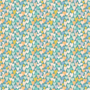 love hearts multi small scale in teal by Pippa Shaw