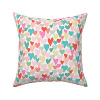 love hearts multi in medium scale in turquoise by Pippa Shaw