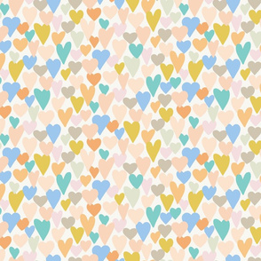 love hearts multi medium scale in orange by Pippa Shaw