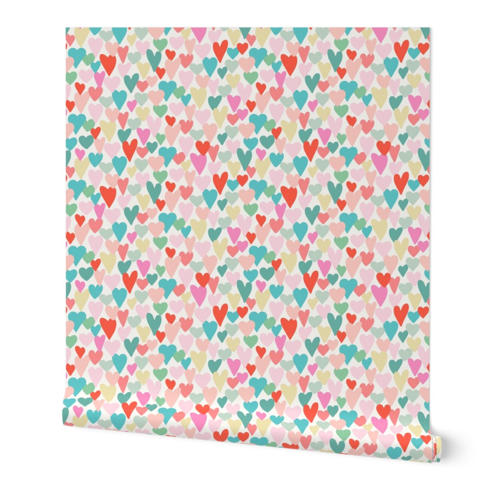 love hearts multi large scale in turquoise by Pippa Shaw