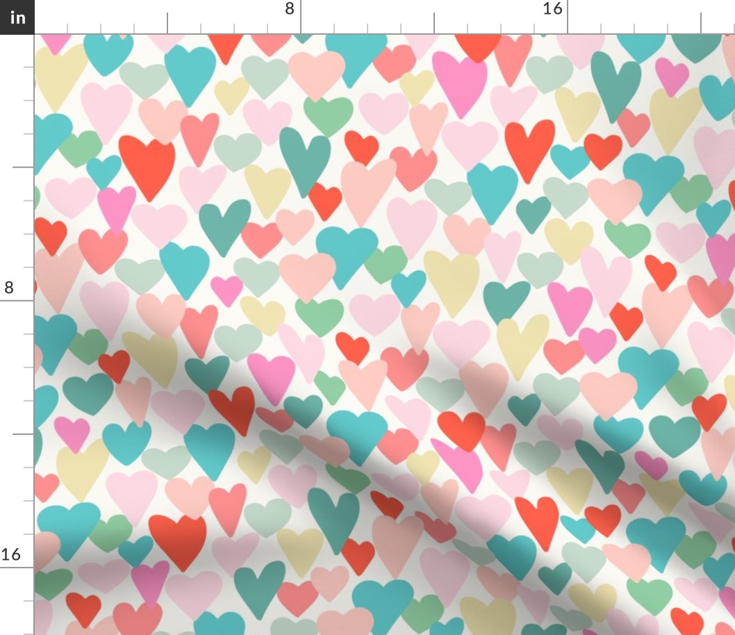 love hearts multi large scale in turquoise by Pippa Shaw
