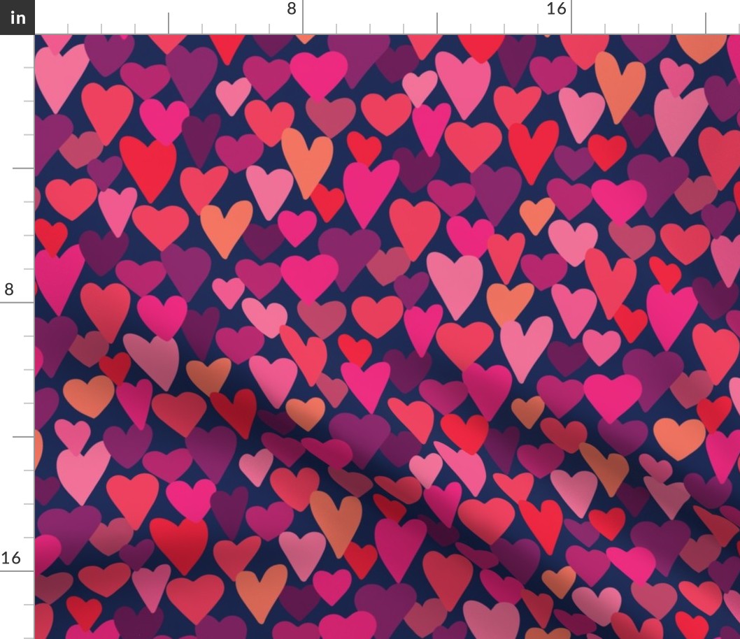 love hearts multi large scale in hot pink by Pippa Shaw