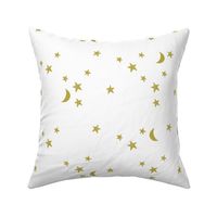 stars and moons // golden on white