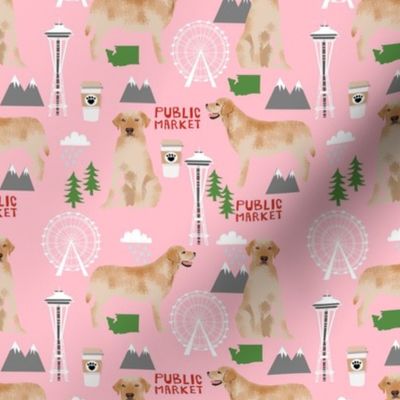 yellow lab seattle fabric - dog breed fabric, yellow labrador fabric, seattle fabric -pink