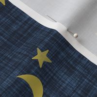 stars and moons // golden on navy no. 2 linen