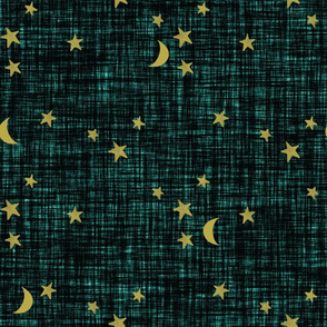 stars and moons // golden on himalaya linen