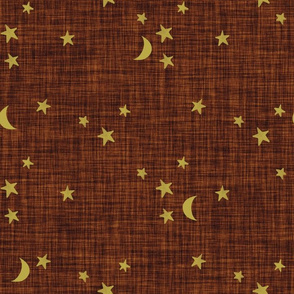 stars and moons // golden on penny linen