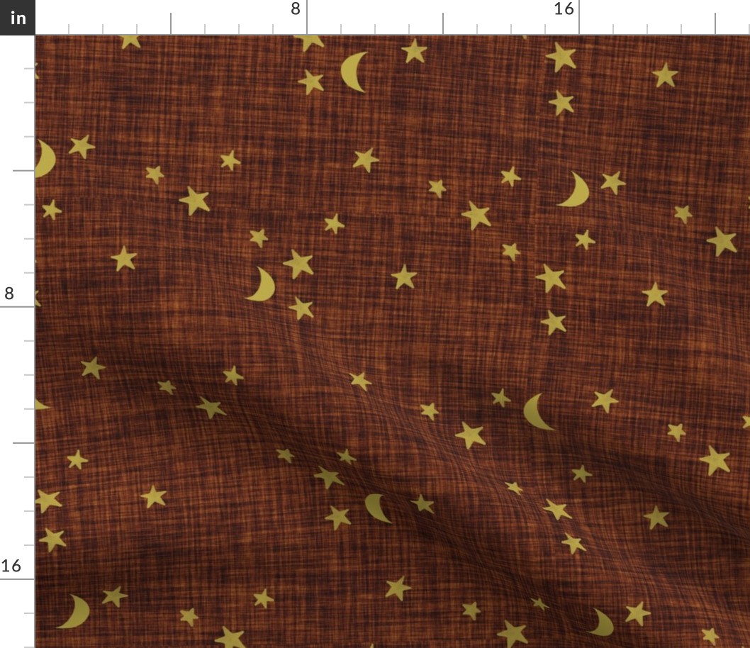 stars and moons // golden on penny linen