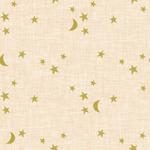 stars and moons // golden on blushy linen
