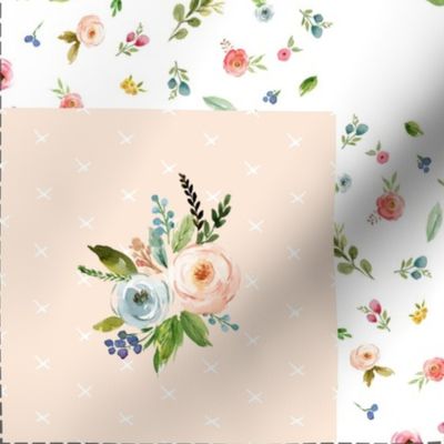 42”x36” Blanket Panel – Woodland Nursery Baby Girl Bedding, Deer Fox Flowering Tree - Sized for any 42" wide fabric