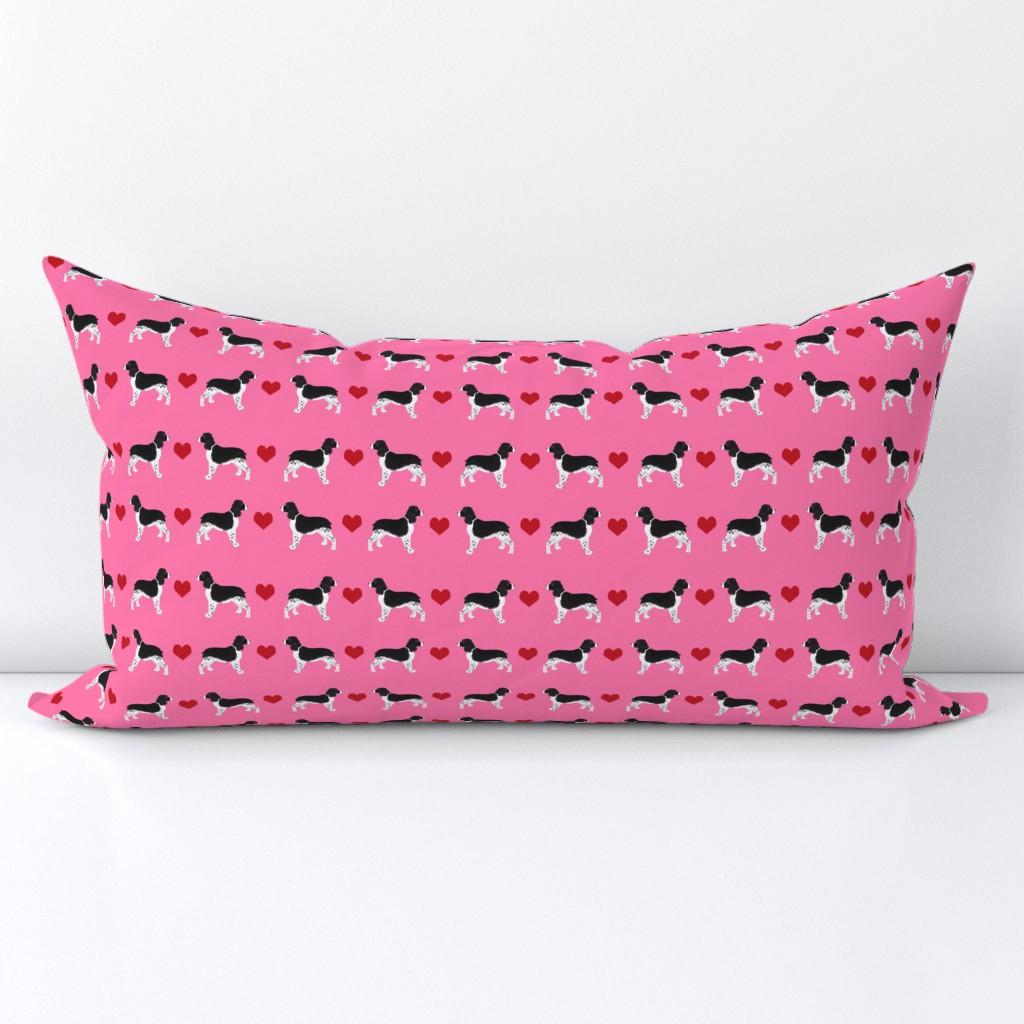 english springer spaniel love fabric - ess heart, springer spaniel love, heart, dog, dogs, - pink