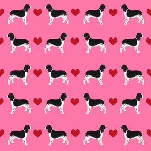 english springer spaniel love fabric - ess heart, springer spaniel love, heart, dog, dogs, - pink