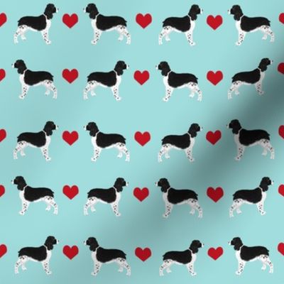 english springer spaniel love fabric - ess heart, springer spaniel love, heart, dog, dogs, - blue