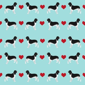 english springer spaniel love fabric - ess heart, springer spaniel love, heart, dog, dogs, - blue