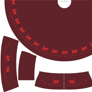 1m fabric skirt - Kitten Prance on Burgundy and Dark Red