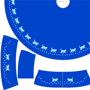 1m fabric skirt - Kitten Prance on Royal Blue and Ice Blue