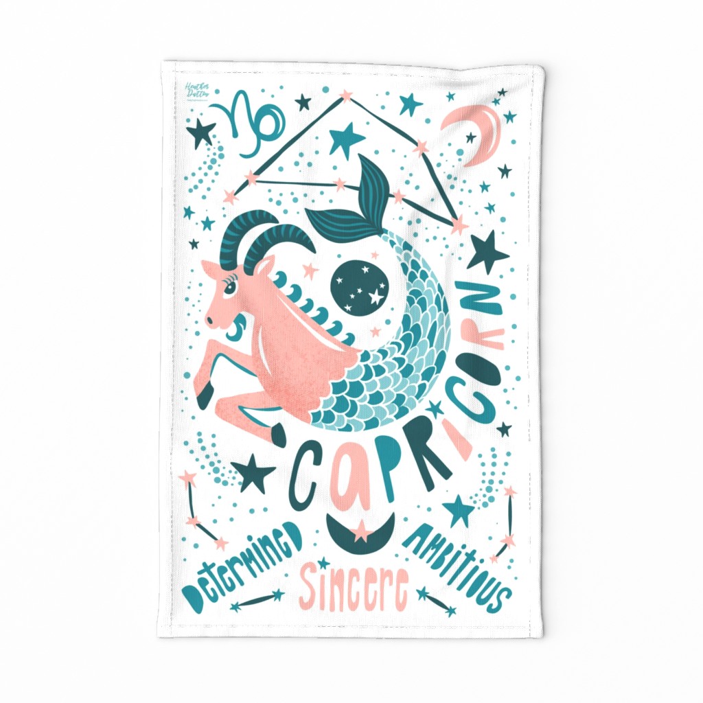 Capricorn Zodiac Astrology Tea Towel 