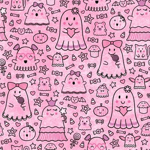 Ghoulishly Adorable Ghosts on Pink
