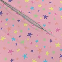 Rainbow Stars on Pink - Medium Scale