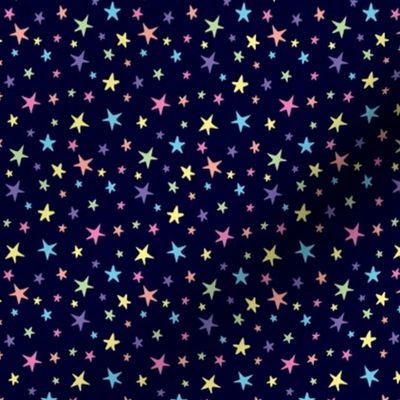 Rainbow Stars on Navy Blue - Small Scale