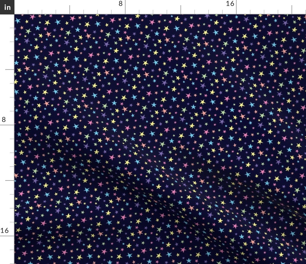 Rainbow Stars on Navy Blue - Small Scale