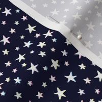Rainbow Stars on Navy Blue - White Shadow - Small Scale