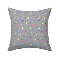 Rainbow Stars on Gray - Medium Scale