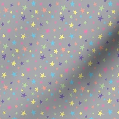 Rainbow Stars on Gray - Small Scale
