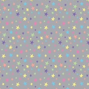 Rainbow Stars on Gray - Small Scale