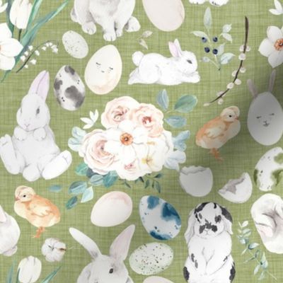 Bunny Trail // Mossy Green Linen