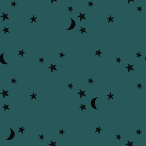 stars and moons // black on spruce