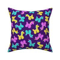 unicorn balloons - balloon animals - unicorn party -multi on purple - LAD19