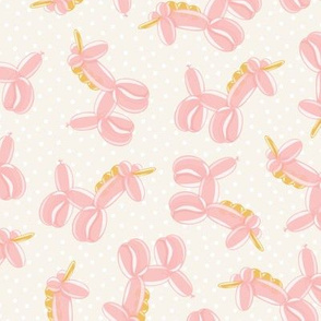 unicorn balloons - balloon animals - unicorn party - light pink on polka dots - LAD19