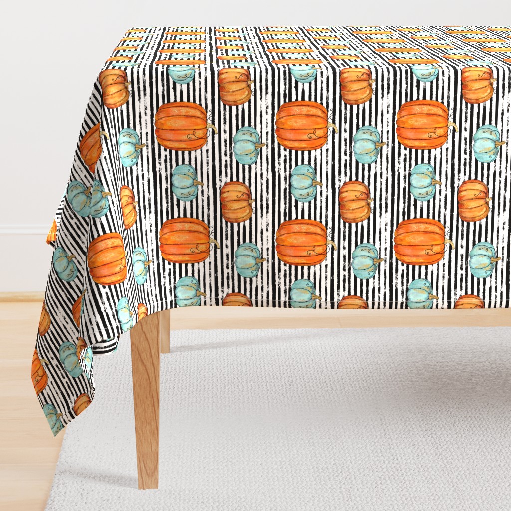 Pumpkin Assortment on a stripe background