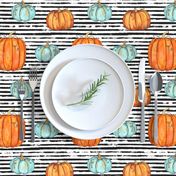 Pumpkin Assortment on a stripe background