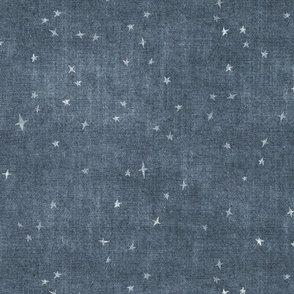 distressed mid-blue denim texture with stars