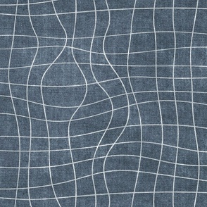 topography grid distressed denim blue canvas look