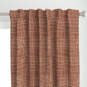 topography grid cinnamon copper brown denim canvas