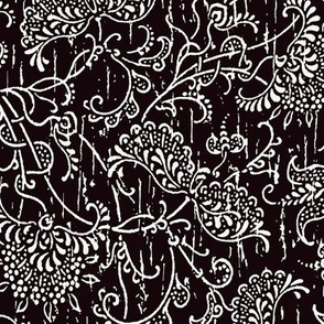 large sarasa in black and white with batik texture 
