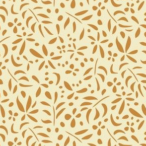 Damask Inspired:  Ochre on Cream  [small scale]