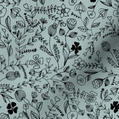 bloemen zwart slate grey smaller