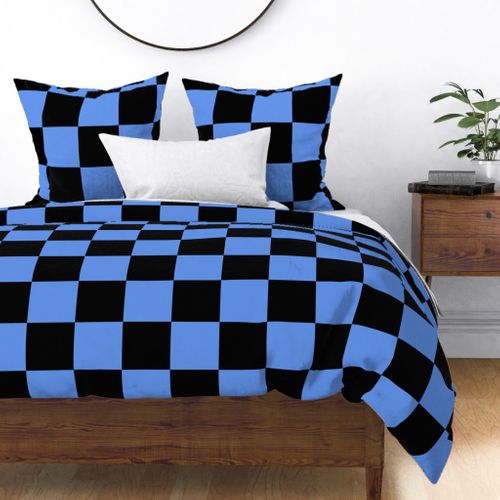 Six Inch Cornflower Blue and Black Checkerboard Squares